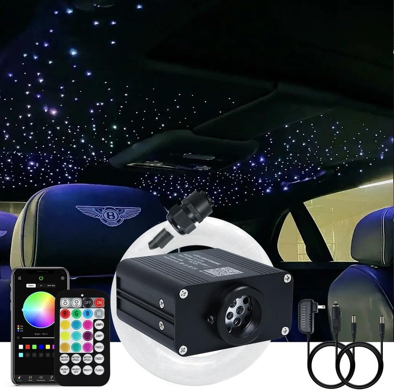 AKEPO Small Size 16W RGBW APP Twinkle Music Activated Fiber Optic Lights, 550pcs 0.03in 13.1ft/4m Optical Fiber Star Ceiling Light Kit for Car Headliner Star/Home - Image 1